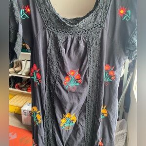 Boho linen midi beach dress